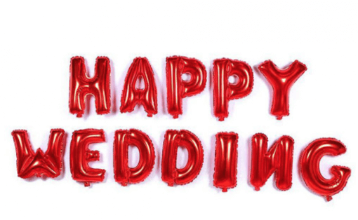 Bóng bạc Happy wedding đỏ