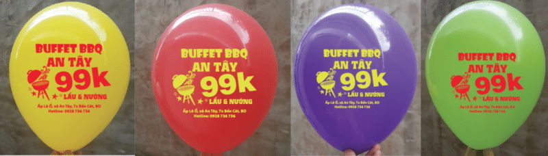 In Logo BUFFET BBQ AN TÂY và chữ lên bong bóng bay 1